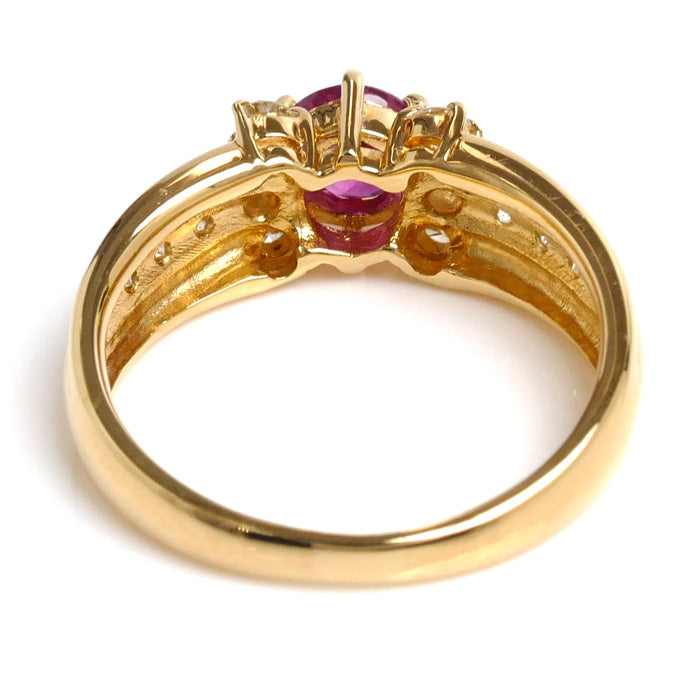 K18YG Yellow Gold Ruby Diamond Ring