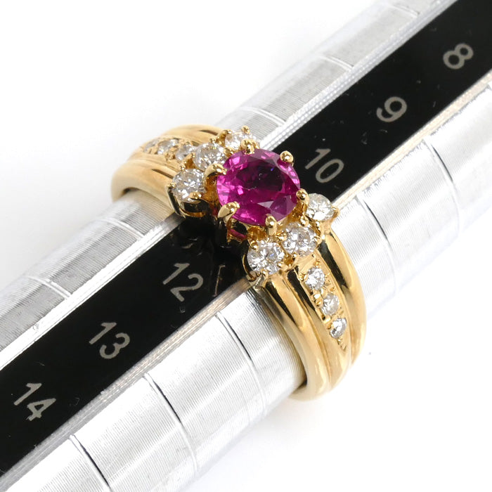 K18YG Yellow Gold Ruby Diamond Ring