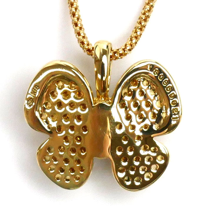 K18YG Yellow Gold Butterfly Necklace with Yellow Sapphire and Diamond