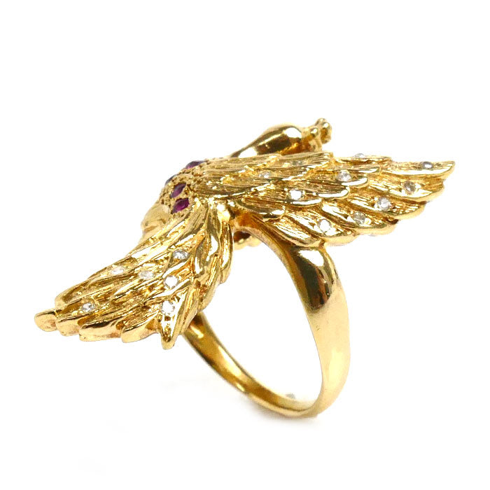 K18YG Yellow Gold Ruby Peacock Ring