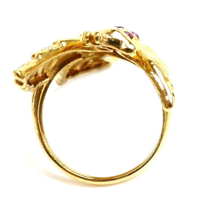 K18YG Yellow Gold Ruby Peacock Ring