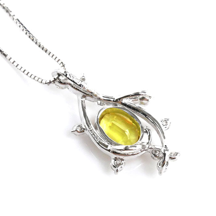 K18WG White Gold Necklace Yellow Sapphire Diamond