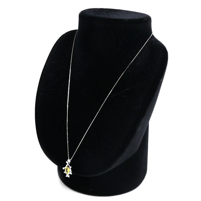 K18WG White Gold Necklace Yellow Sapphire Diamond