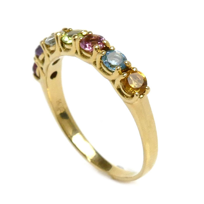 K18YG Yellow Gold Multicolor Stone Ring