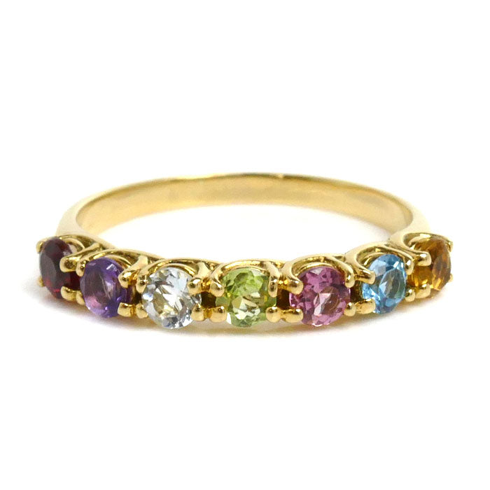 K18YG Yellow Gold Multicolor Stone Ring