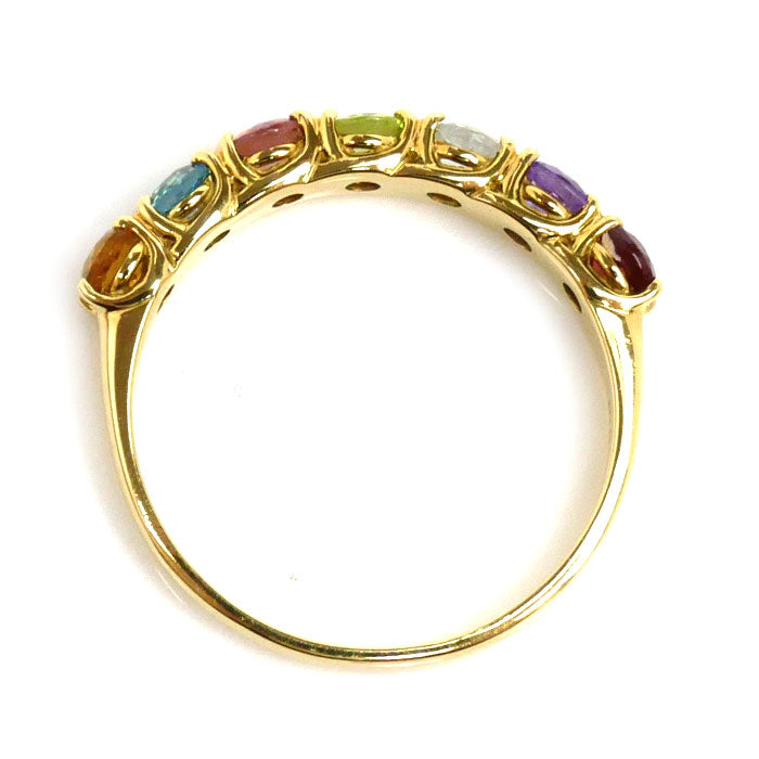 K18YG Yellow Gold Multicolor Stone Ring