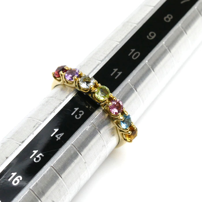 K18YG Yellow Gold Multicolor Stone Ring