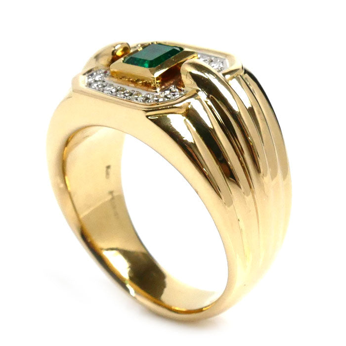 K18YG Yellow Gold Pt900 Platinum Emerald Ring