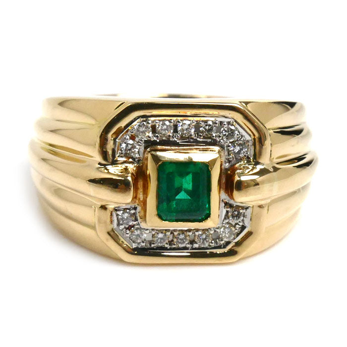 K18YG Yellow Gold Pt900 Platinum Emerald Ring