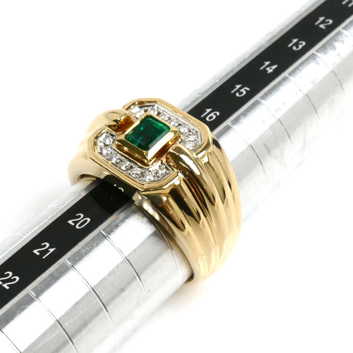 K18YG Yellow Gold Pt900 Platinum Emerald Ring