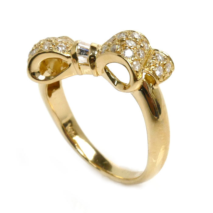 K18YG Yellow Gold Diamond Ribbon Ring