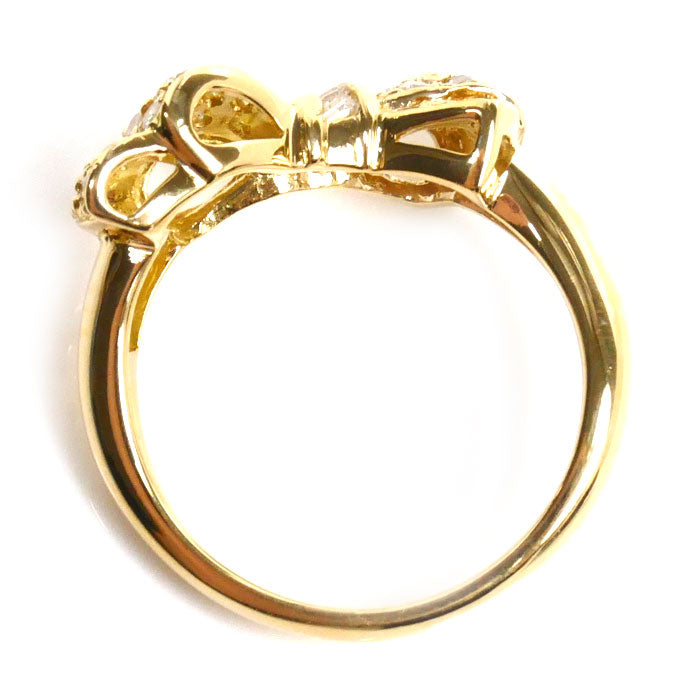 K18YG Yellow Gold Diamond Ribbon Ring