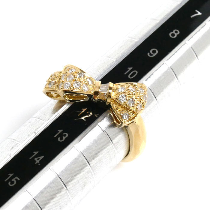 K18YG Yellow Gold Diamond Ribbon Ring