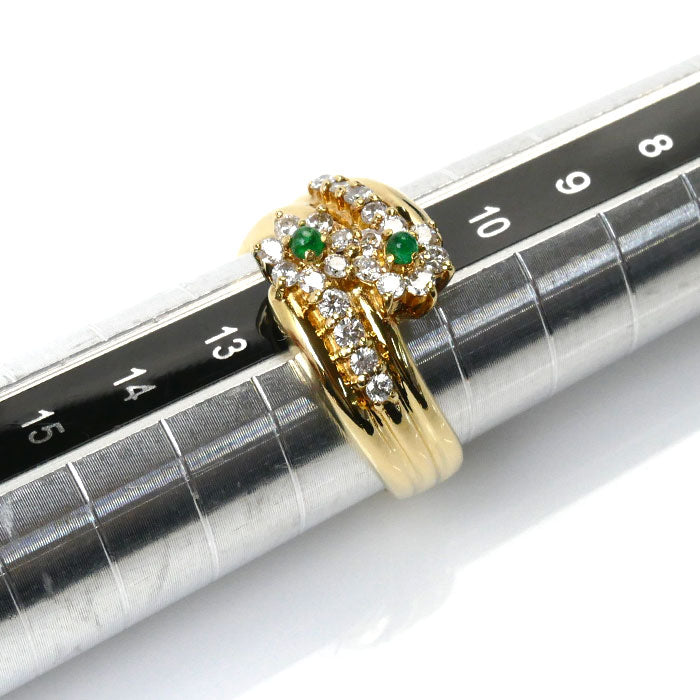 K18YG Gold Flower Ring Emerald Diamond