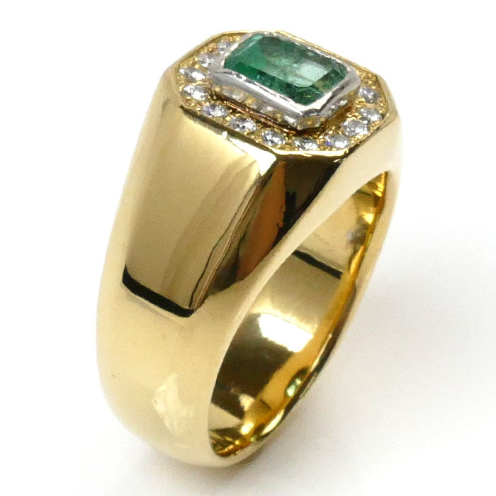 K18YG Yellow Gold Pt900 Platinum Emerald Ring