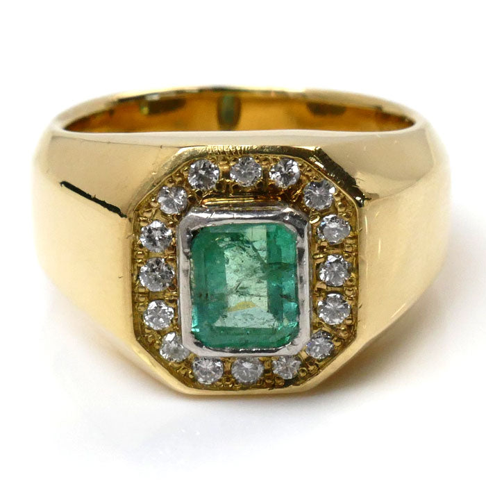 K18YG Yellow Gold Pt900 Platinum Emerald Ring