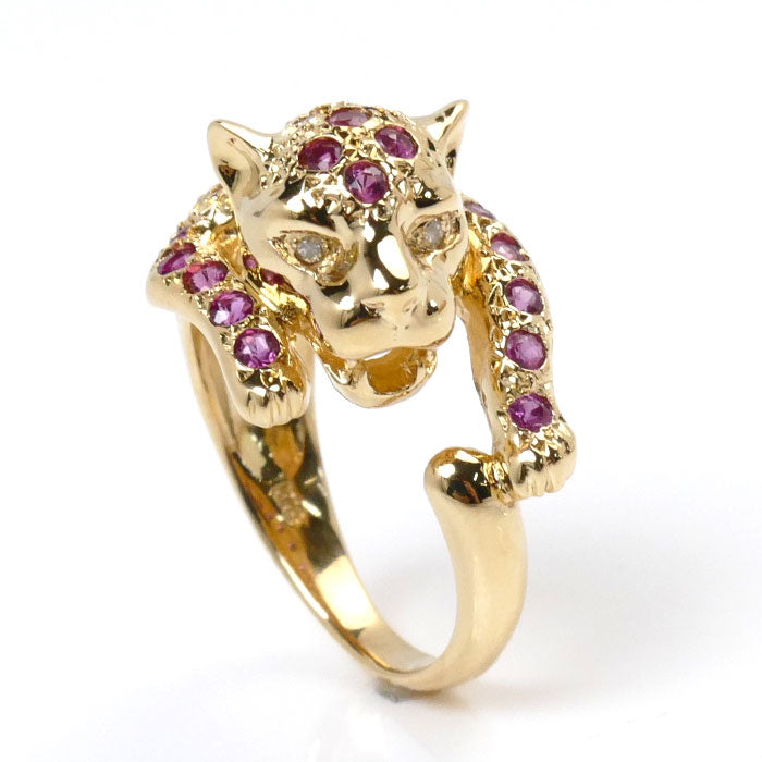 K18YG Yellow Gold Panther Ruby Ring