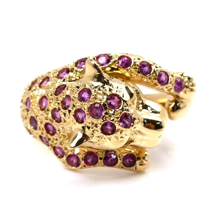 K18YG Yellow Gold Panther Ruby Ring