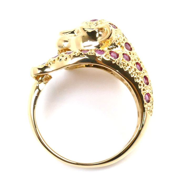 K18YG Yellow Gold Panther Ruby Ring