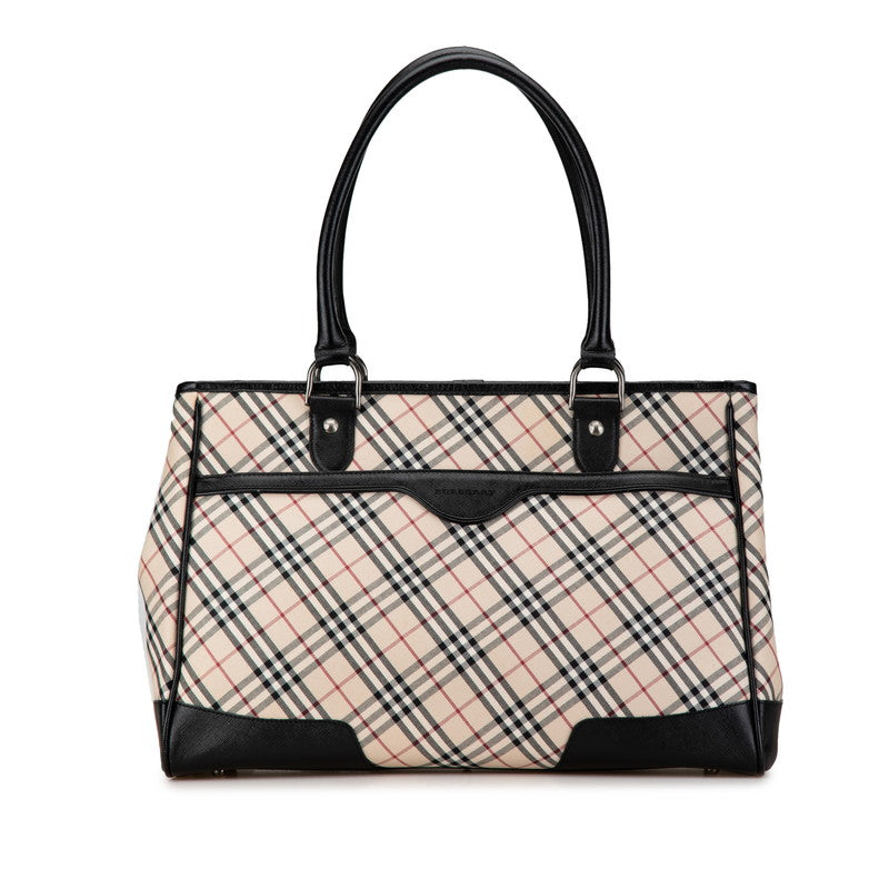 Burberry Nova Check Canvas Leather Tote Bag