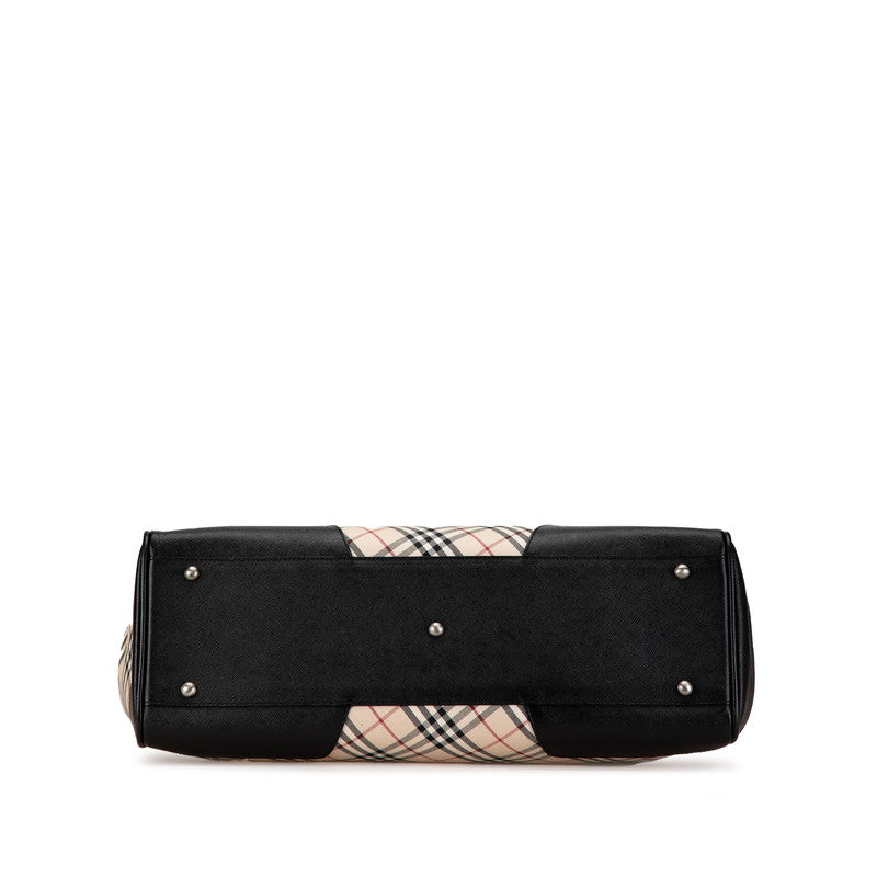 Burberry Nova Check Canvas Leather Tote Bag