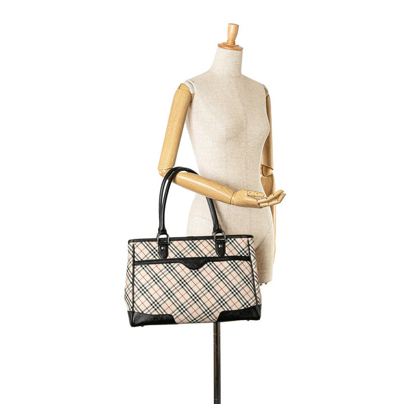 Burberry Nova Check Canvas Leather Tote Bag