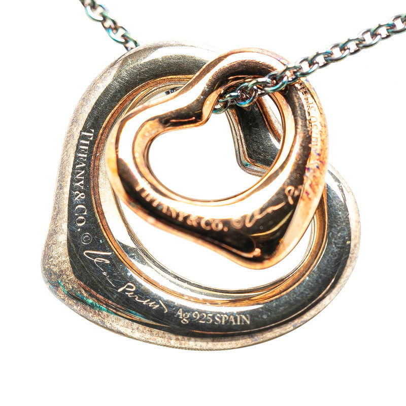 Tiffany & Co Double Open Heart Necklace Silver Gold