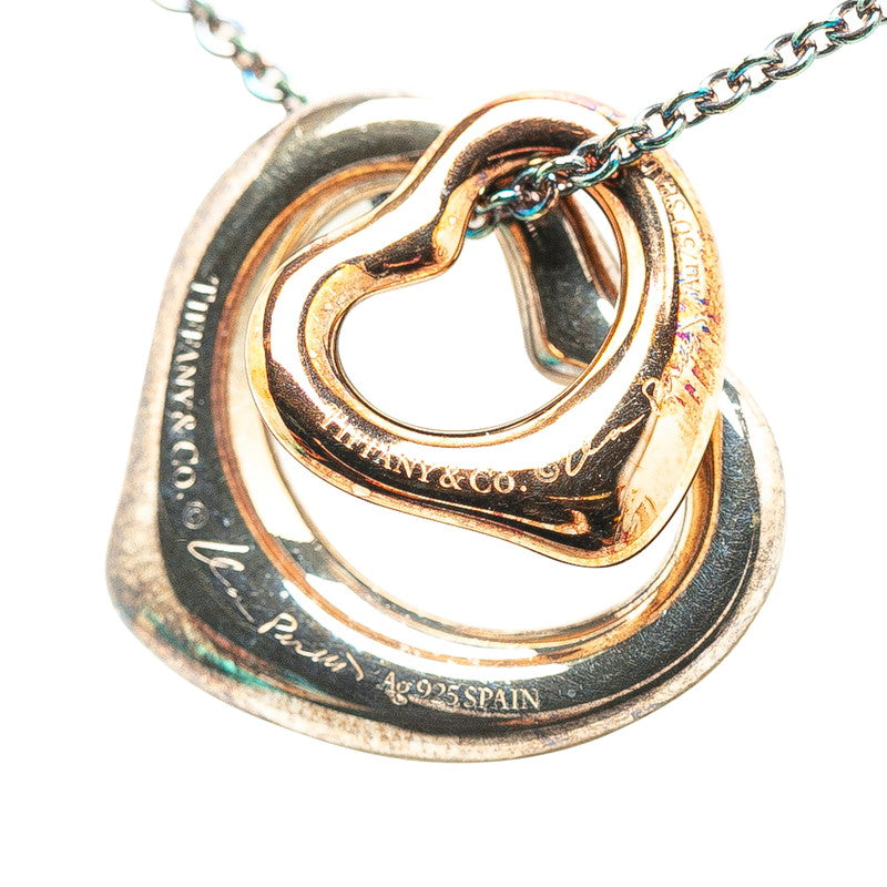 Tiffany & Co Double Open Heart Necklace Silver Gold