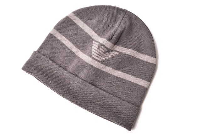 Emporio Armani Men's Knit Beanie Hat Gray