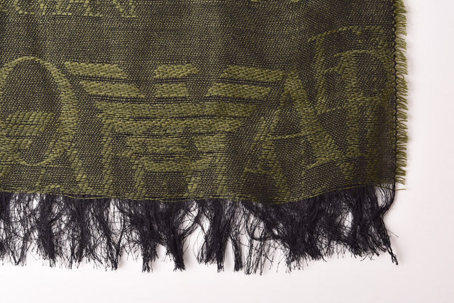 EMPORIO ARMANI Men's Winter Scarf/Wrap - Military Green, Wool 65% Modal 35%, 25x190cm in Pristine Condition