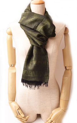 EMPORIO ARMANI Men's Winter Scarf/Wrap - Military Green, Wool 65% Modal 35%, 25x190cm in Pristine Condition