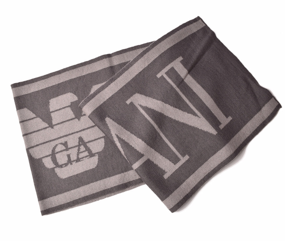 Emporio Armani Men's Wool Scarf/Wrap - Grey 50% Wool, 25x180cm in Pristine Condition