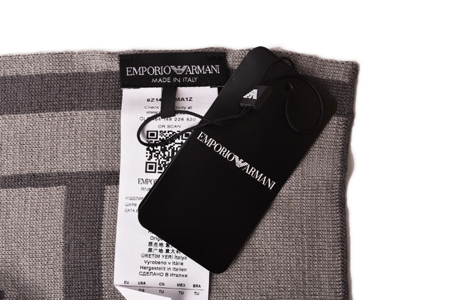 Emporio Armani Men's Wool Scarf/Wrap - Grey 50% Wool, 25x180cm in Pristine Condition