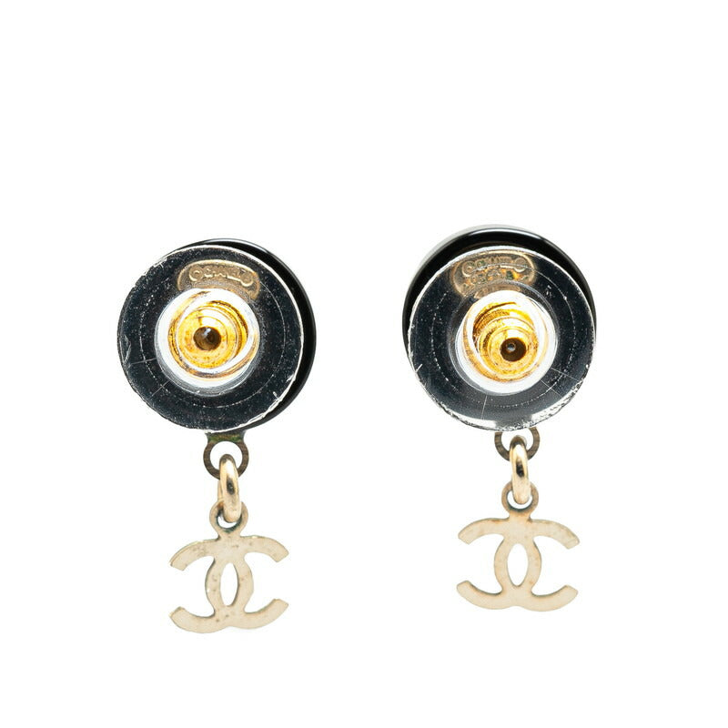 Chanel Coco Mark Chain Round Earrings Plastic Metal