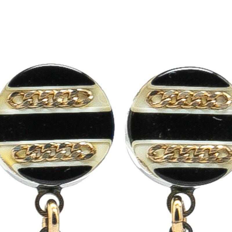 Chanel Coco Mark Chain Round Earrings Plastic Metal