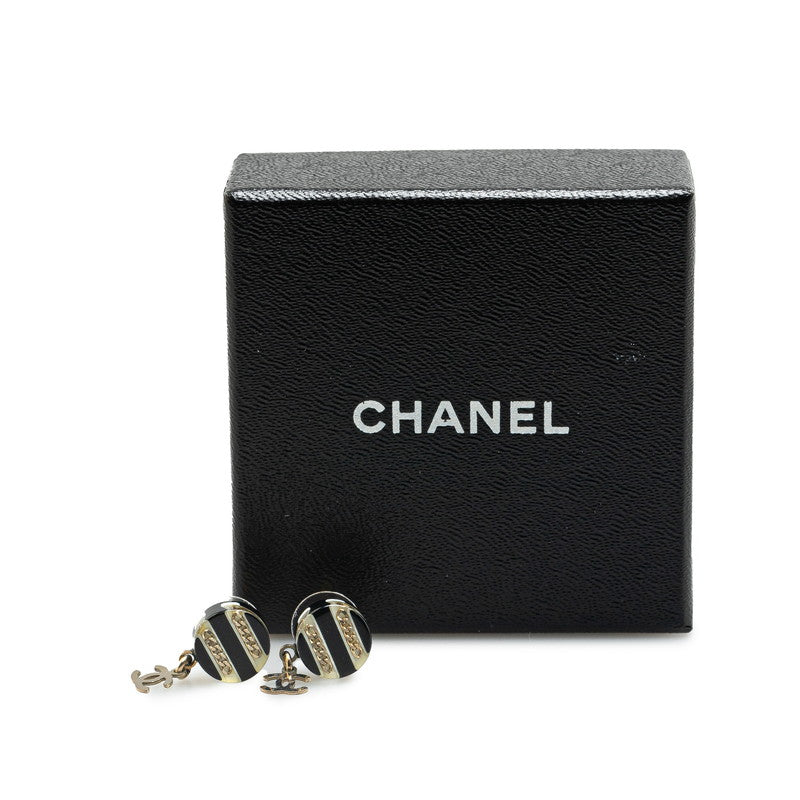 Chanel Coco Mark Chain Round Earrings Plastic Metal