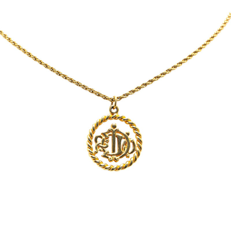 Dior Round Logo Gold Necklace