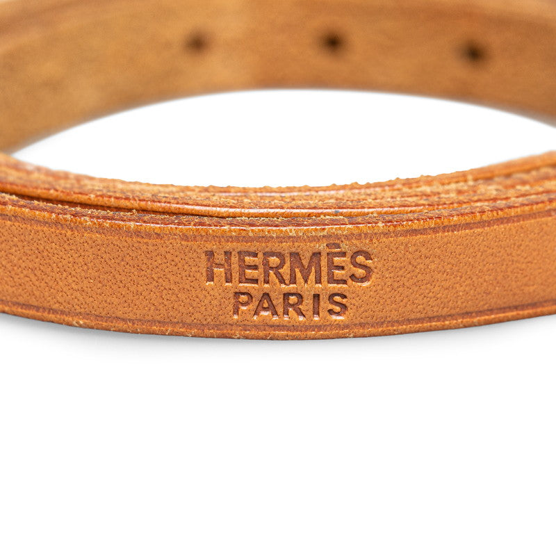 Hermes Leather Ap1 Bracelet Brown Silver