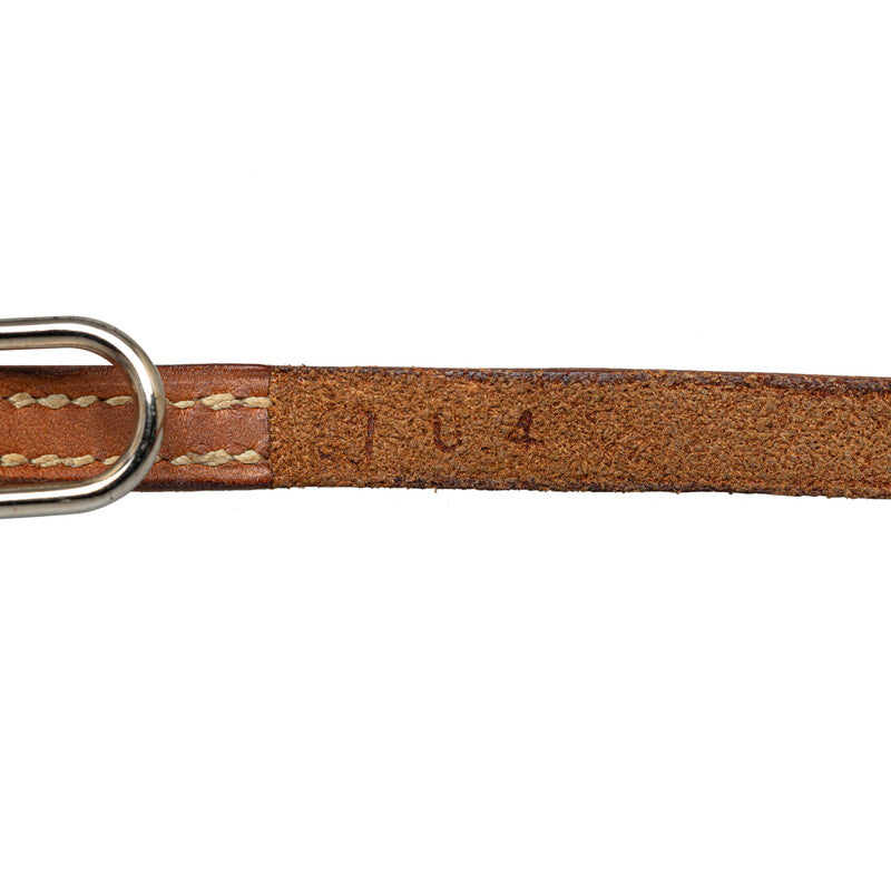 Hermes Leather Ap1 Bracelet Brown Silver