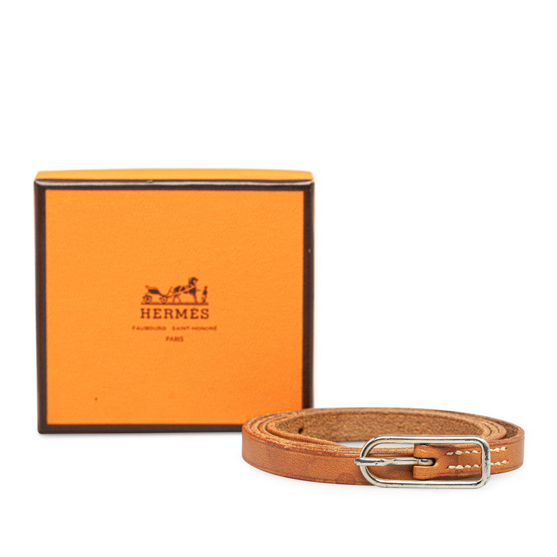 Hermes Leather Ap1 Bracelet Brown Silver