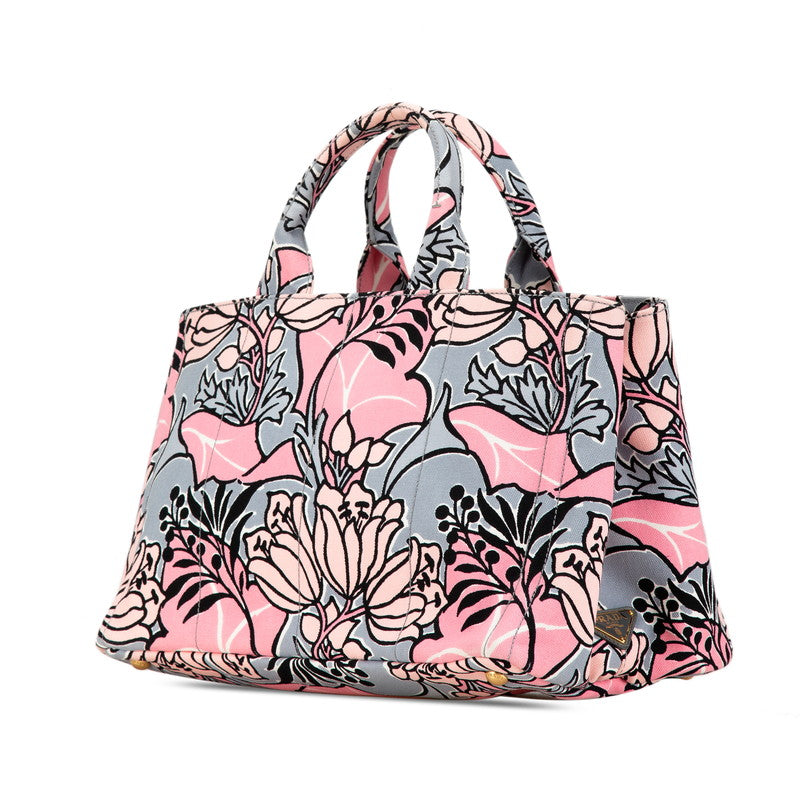 Prada Canvas Canapa GM Flower Tote Bag