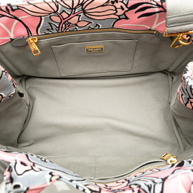 Prada Canvas Canapa GM Flower Tote Bag