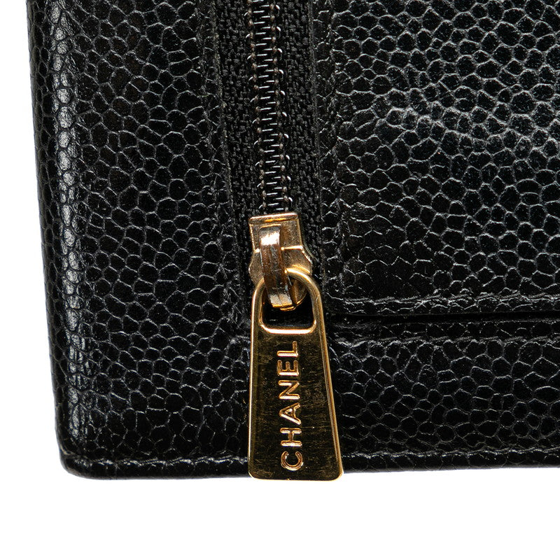 Chanel Caviar Skin Coco Mark Bifold Wallet in Very Good Condition