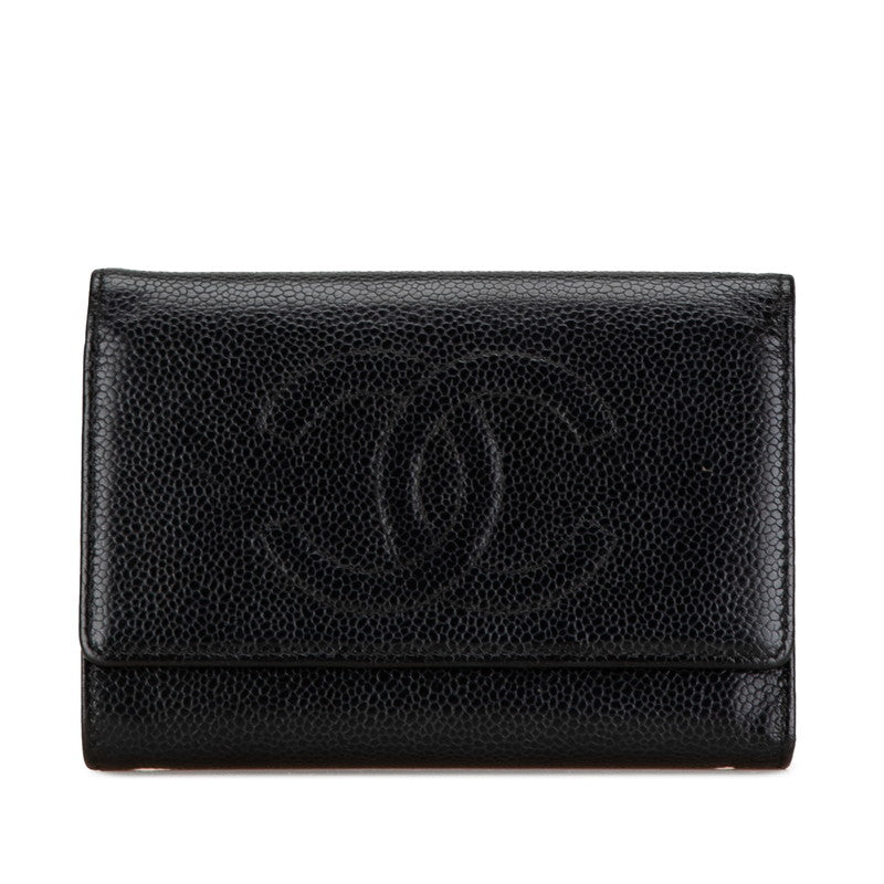 Chanel Caviar Skin Coco Mark Bifold Wallet in Very Good Condition