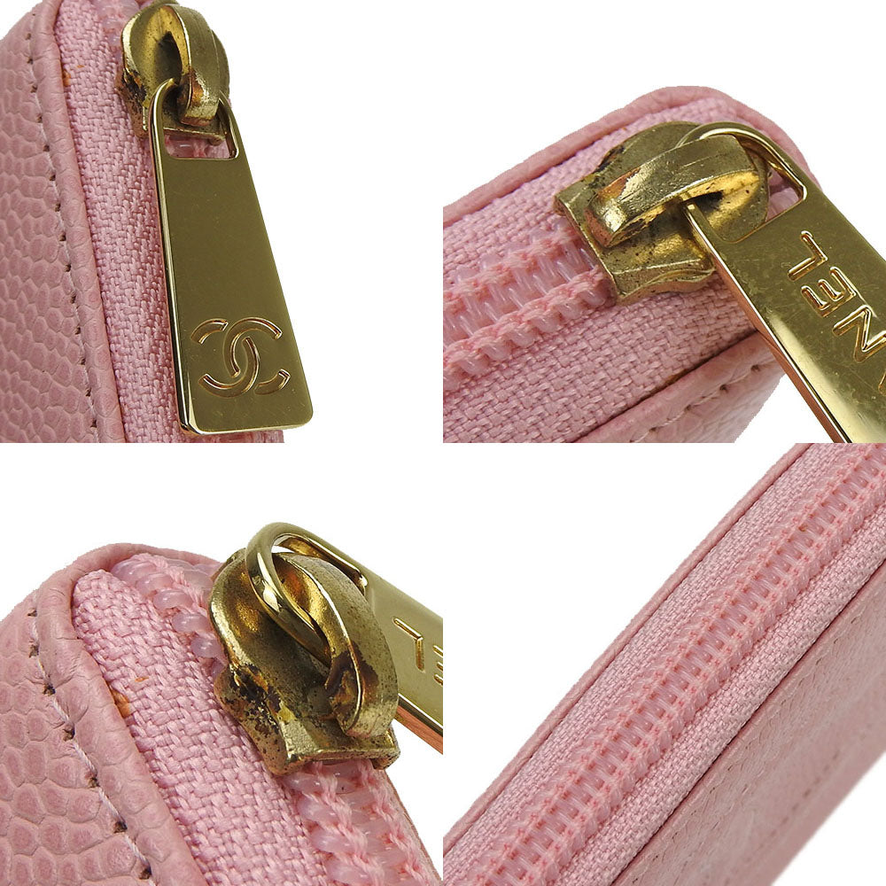 Chanel Caviar Skin Pink Zip Around Wallet