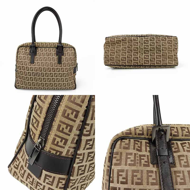 FENDI Zucchino Canvas Leather Handbag 8BN005