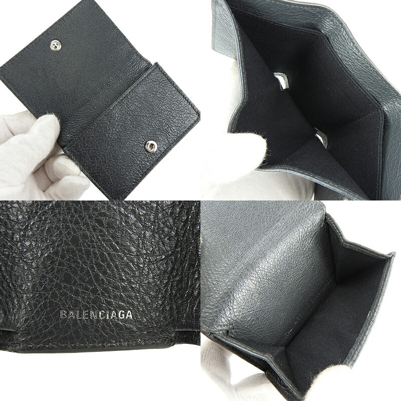 Balenciaga Leather Tri-fold Wallet Gray