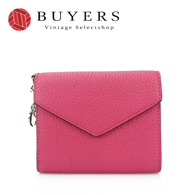 Dior Leather Compact Wallet Pink Navy