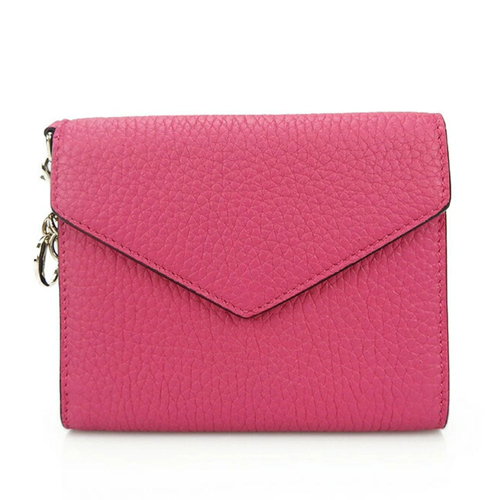 Dior Leather Compact Wallet Pink Navy