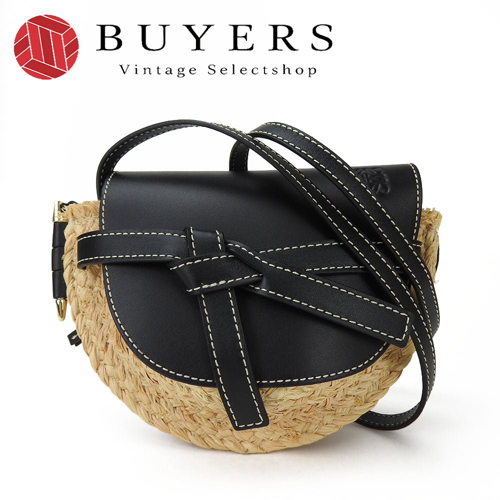 Loewe Mini Gate Raffia Calf Shoulder Bag